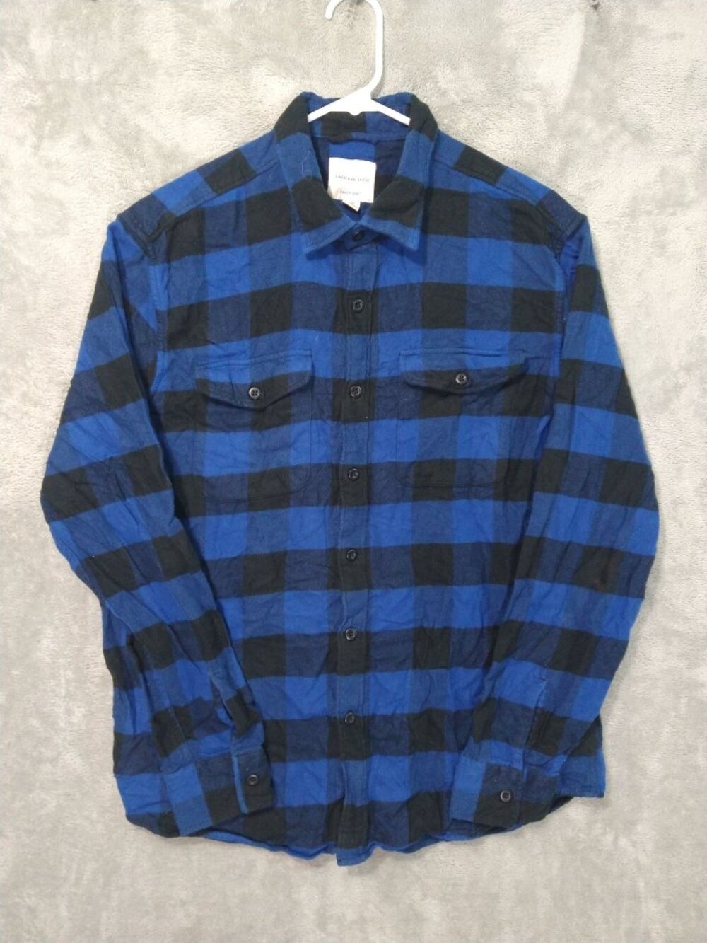 American Eagle Shirt Mens Large Blue Plaid Flannel Super Soft Button Up Cotton